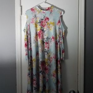 Floral cold shoulder dress
